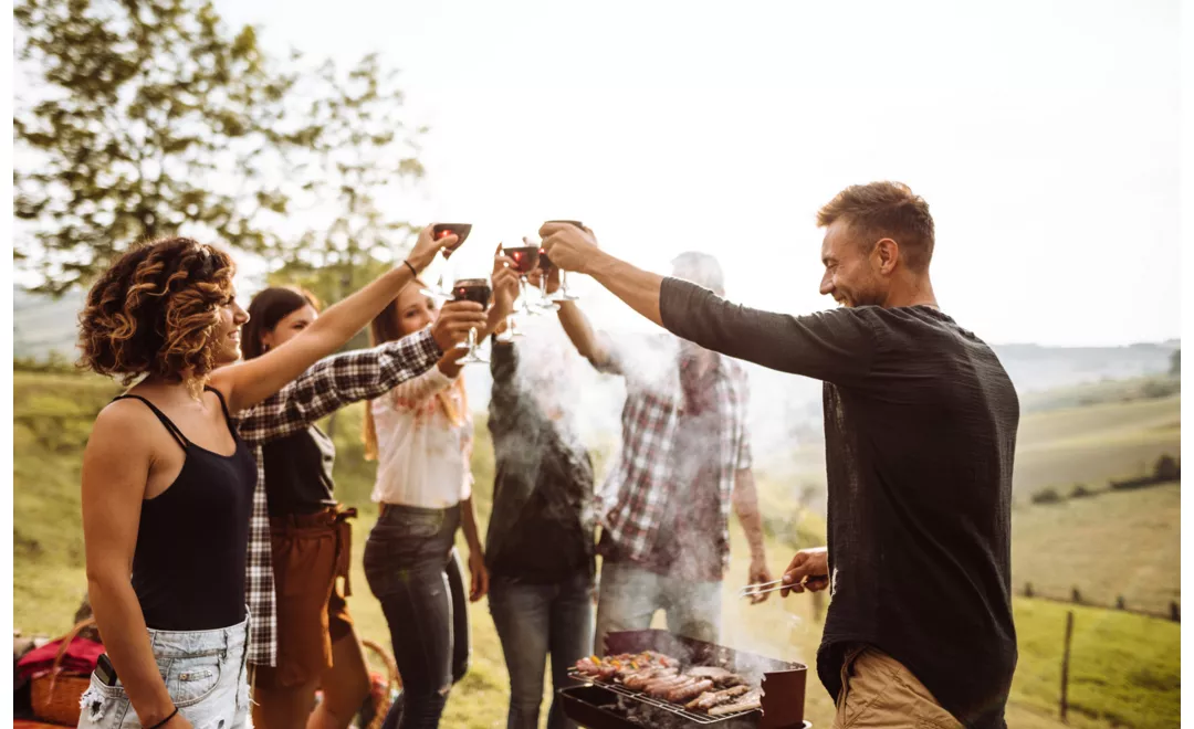 Persone che brindano durante un picnic