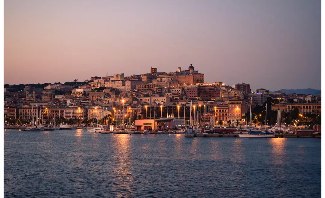 View of Cagliari at sunset