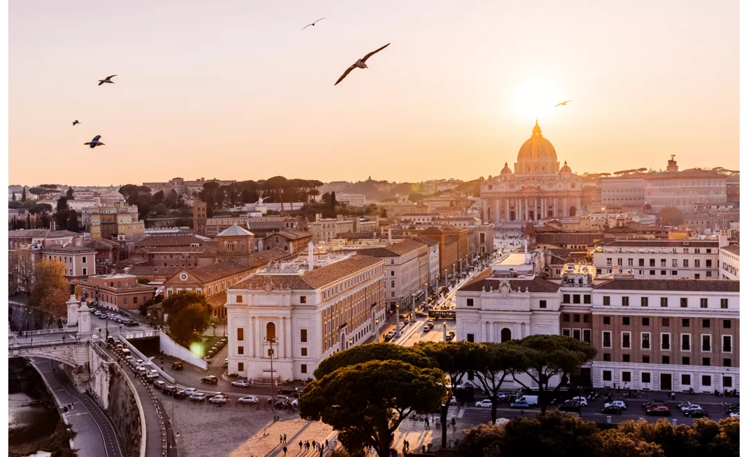 View of Rome at sunset