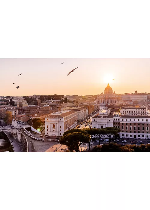 Una vista de Roma al atardecer