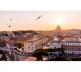Vista su Roma al tramonto