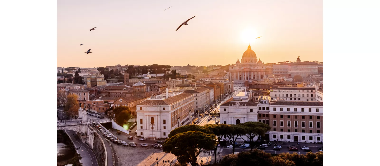 Vista su Roma al tramonto