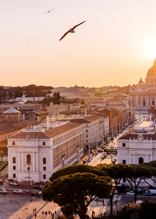 Vista su Roma al tramonto