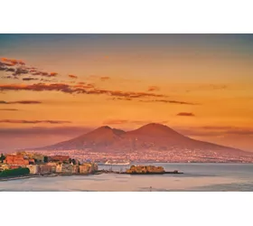 View of Mount Vesuvius at sunset