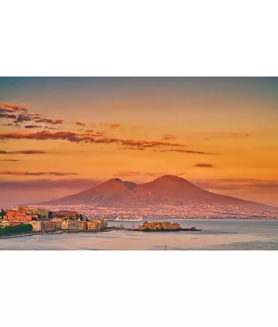 View of Mount Vesuvius at sunset