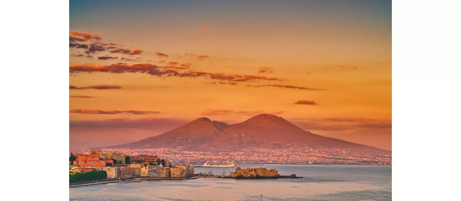 View of Mount Vesuvius at sunset