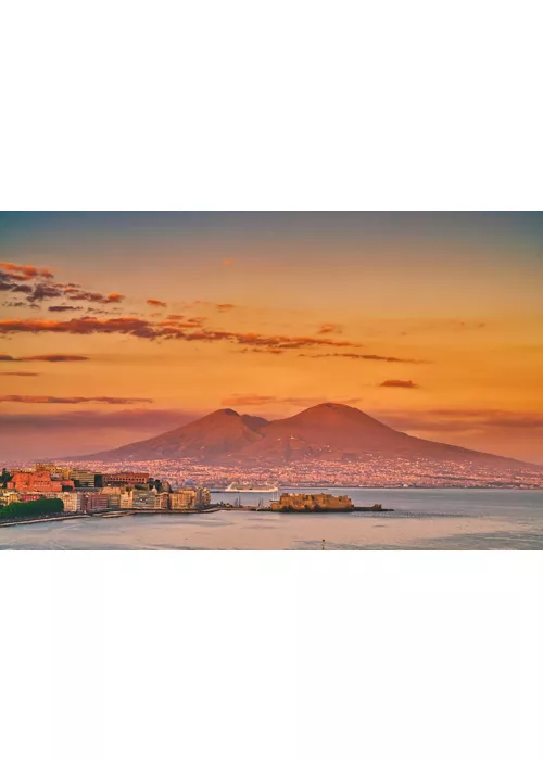 View of Mount Vesuvius at sunset