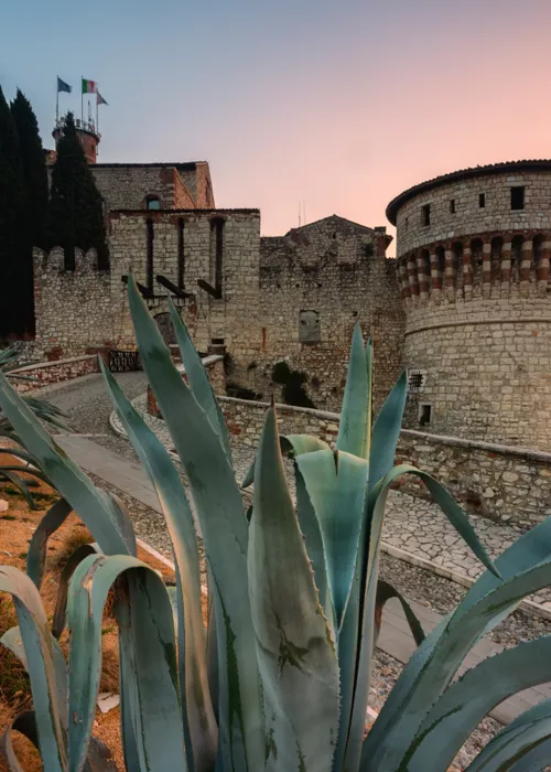 View of Brescia Castle at sunset