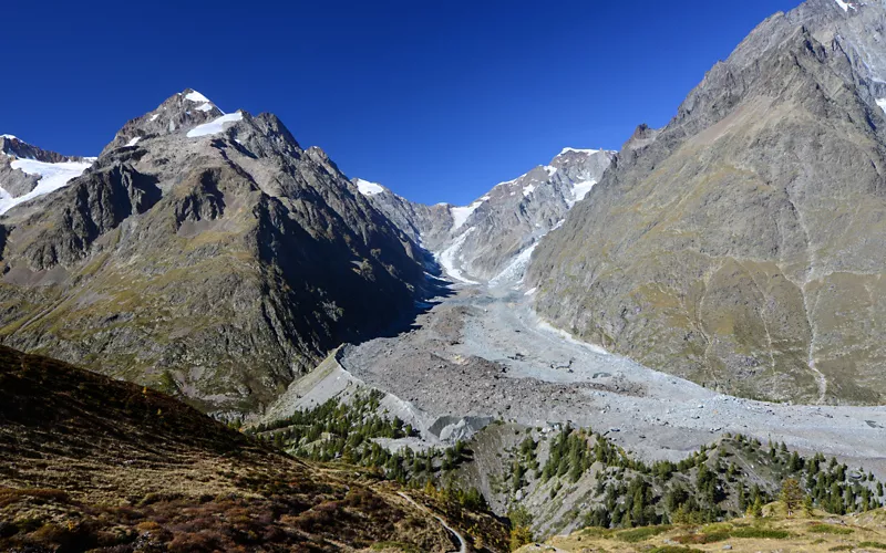 Le glacier du Miage, sur le Mont-Blanc