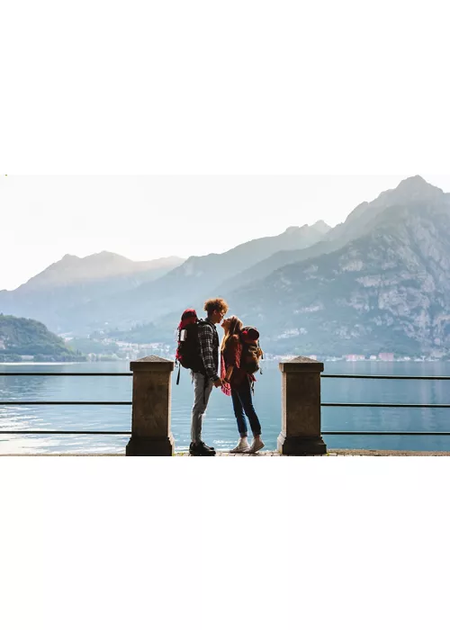 Couple of hikers in Lecco