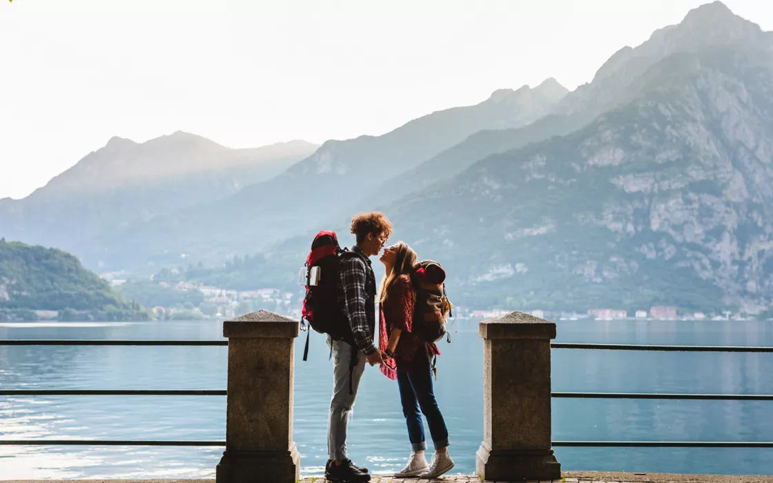 Couple of hikers in Lecco