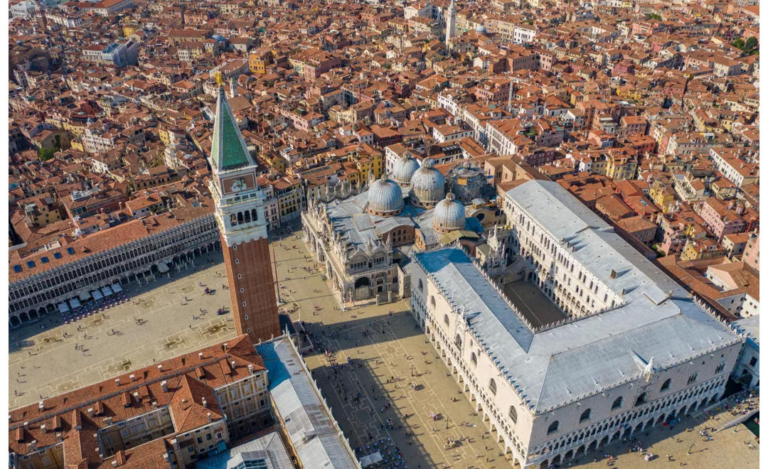 Aerial view of St. Mark's Square in Venice