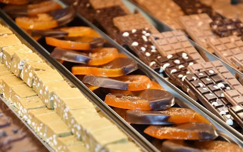 Various desserts in a pastry shop