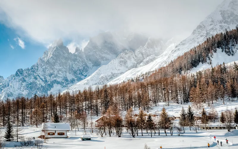 Paesaggio della Valle d'Aosta in inverno