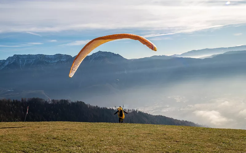 The take-off from the Panarotta summit