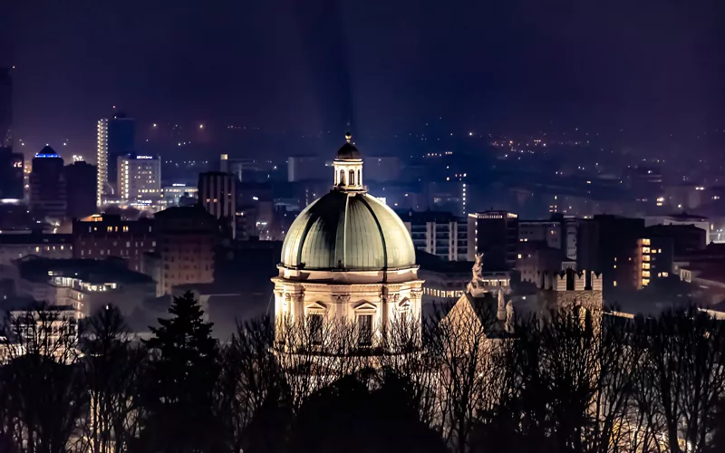 View of the city of Brescia by night