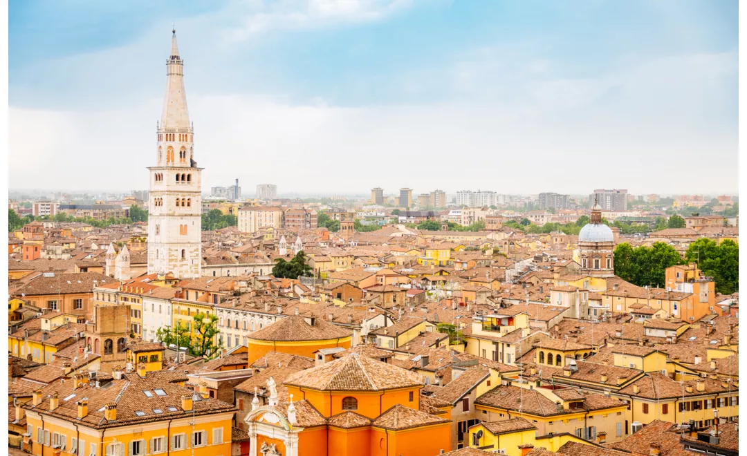 View of Ghirlandina Tower in Modena, Italy