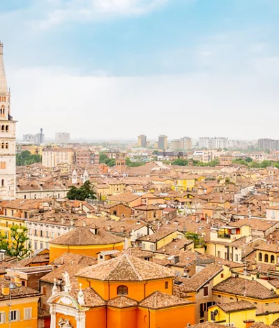 View of Ghirlandina Tower in Modena, Italy