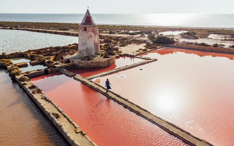 The pink saltworks in Sicily