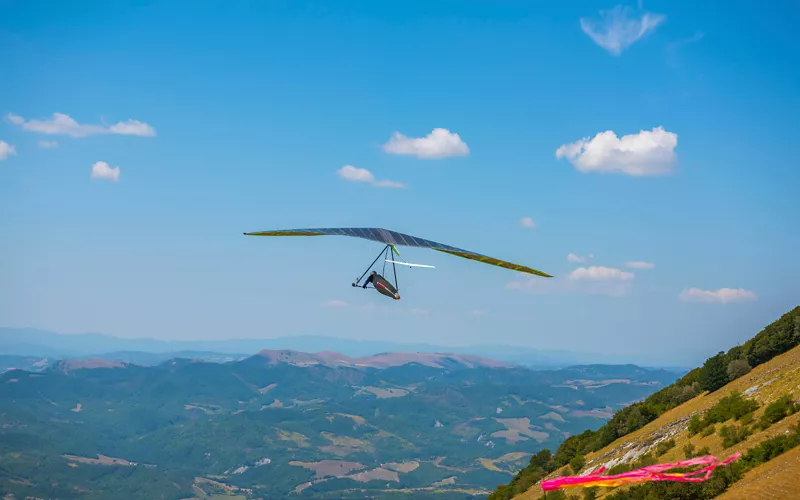 Taking off from Mount Cucco, home to international competitions