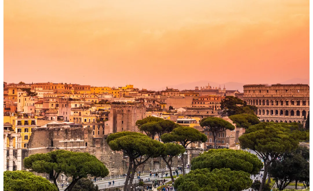 Vista de Roma y el Coliseo