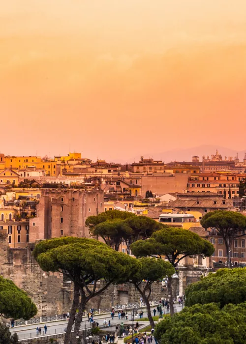Vista su Roma e il Colosseo