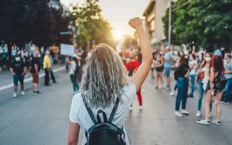 A girl at a demonstration