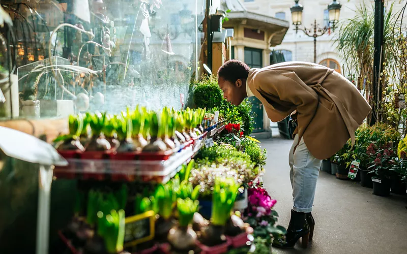 Woman at the flower and plant market