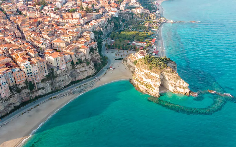 View of the coast of Tropea in Calabria