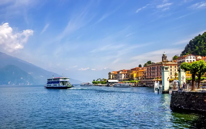 by boat on lake como