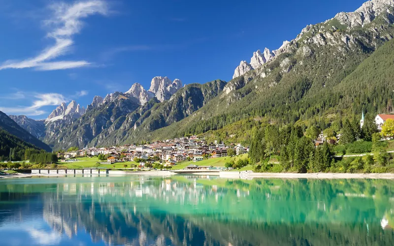 Canoeing in the crystal-clear waters of the lake