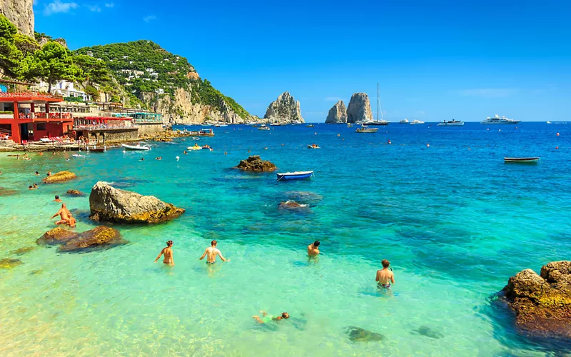 La playa de Marina Piccola en Sorrento