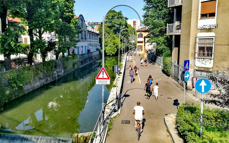 La piste cyclable du Naviglio della Martesana