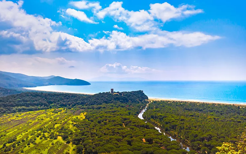 El parque de la Maremma en la Toscana, entre los bosques y el mar