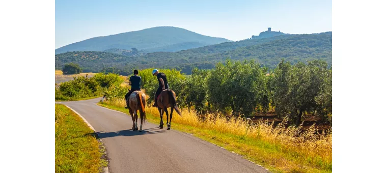 Horse riding in the countryside in Italy