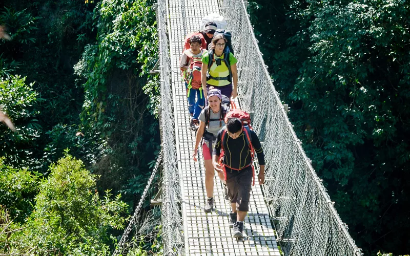 Tibetan bridge on Lake Garda