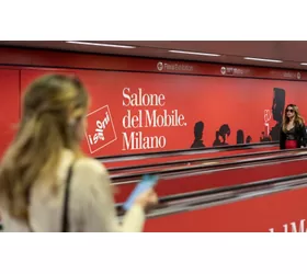 Salone del Mobile billboard in the Milan metro