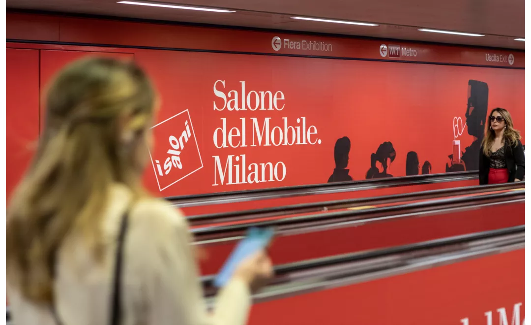 Salone del Mobile billboard in the Milan metro