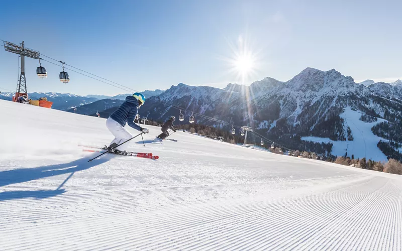 Skiing on the slopes of Plan de Corones/Kronplatz