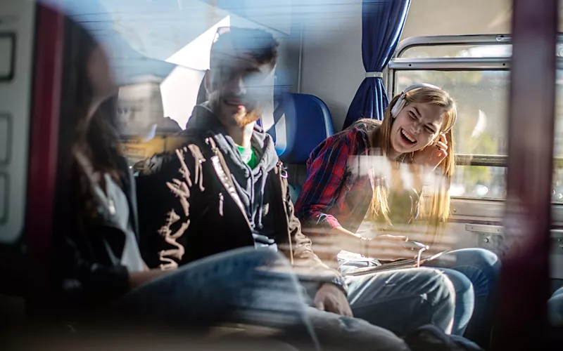 Beat the boredom of train or bus travel by playing with friends
