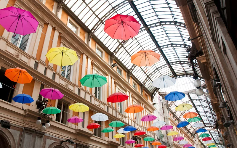 Under the domes of the Galleria Giuseppe Mazzini