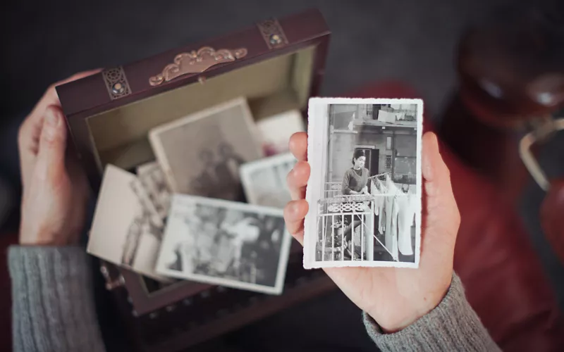 A box with old photos