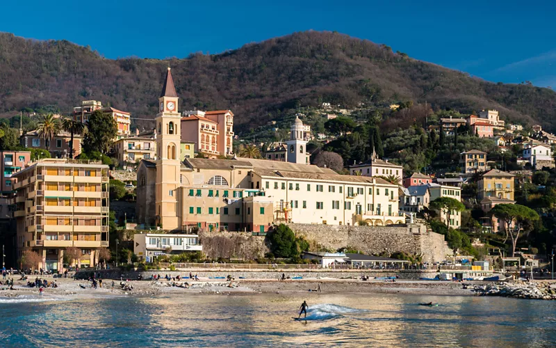View of Recco and the sea