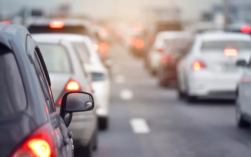 Cars queuing on the motorway