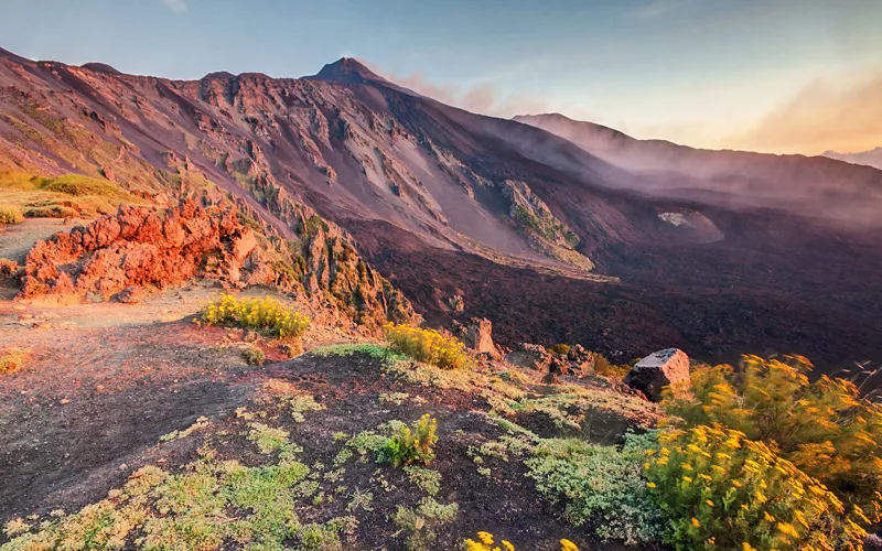 Tramonto sull’Etna dal versante Est