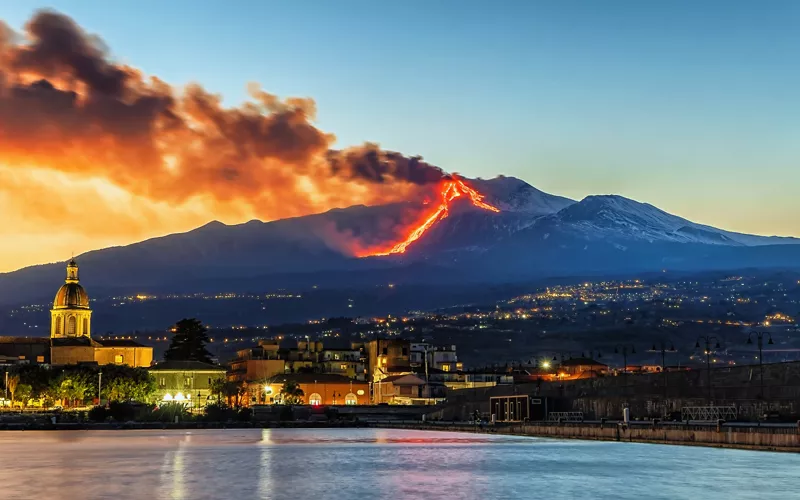 Pôr do sol no Etna, do lado sul