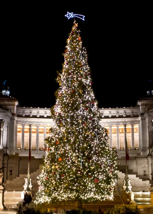 Christmas tree in front of the altare della patria