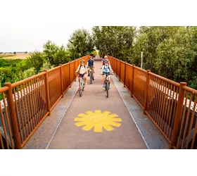 Sole cycle path with children