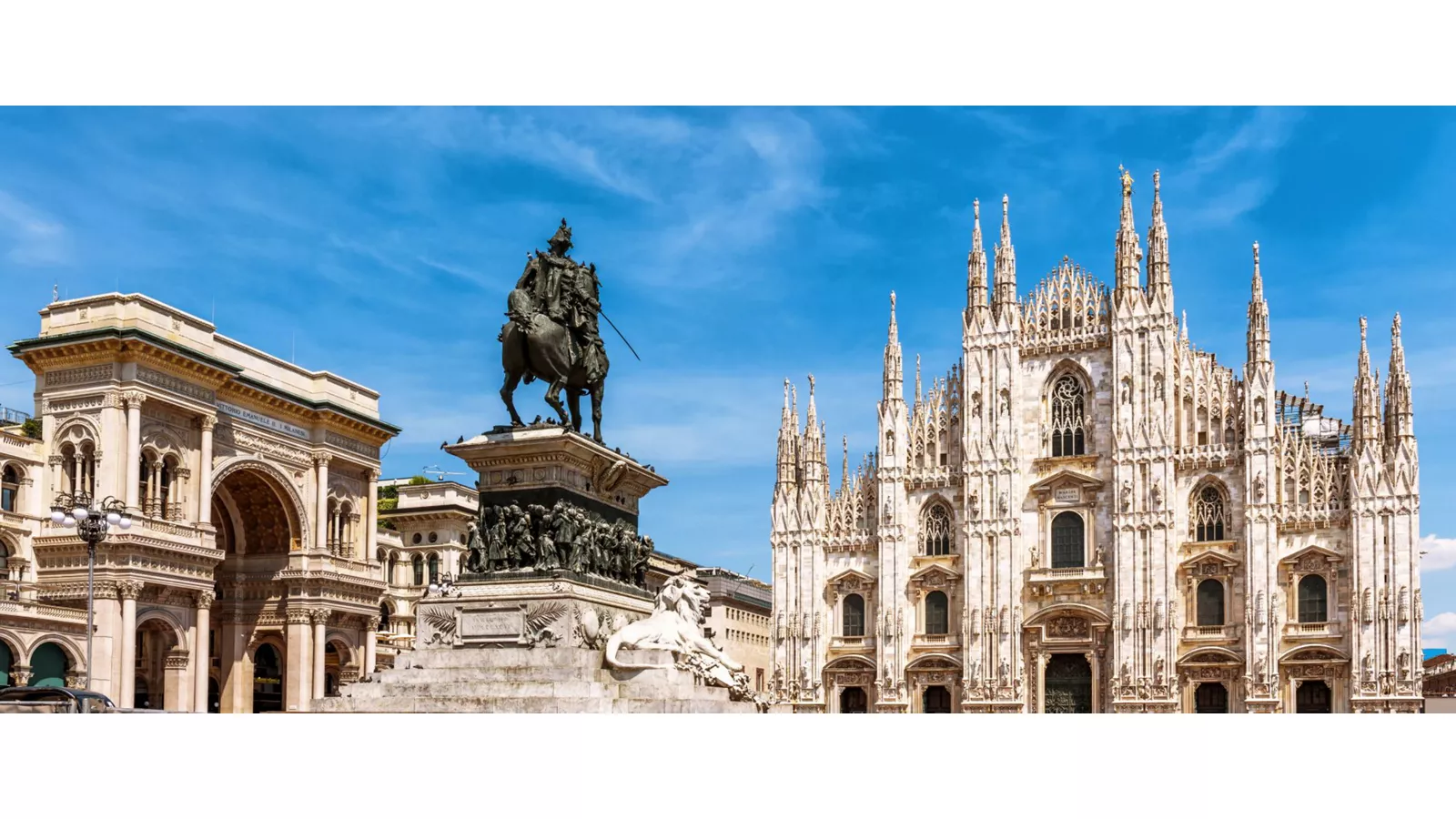 Milan skyline at sunset. Large panoramic view of Milano city