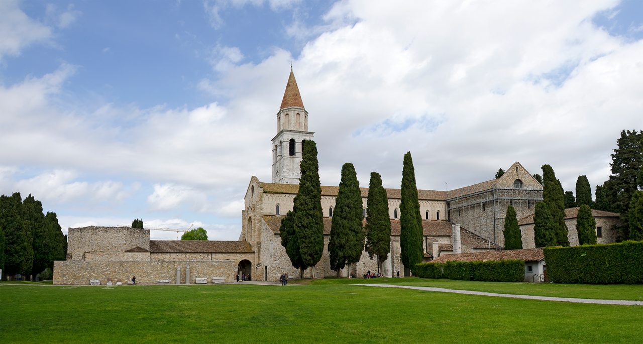 panoramic view of the Basilica di Santa Maria Assunta at Aquileia, Italy
